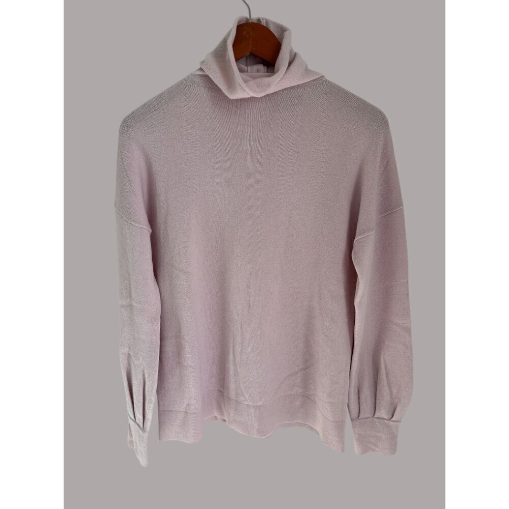 Forté Cashmere Luxury Pink Turtleneck Sweater M 100% Cashmere Button Neck Soft W